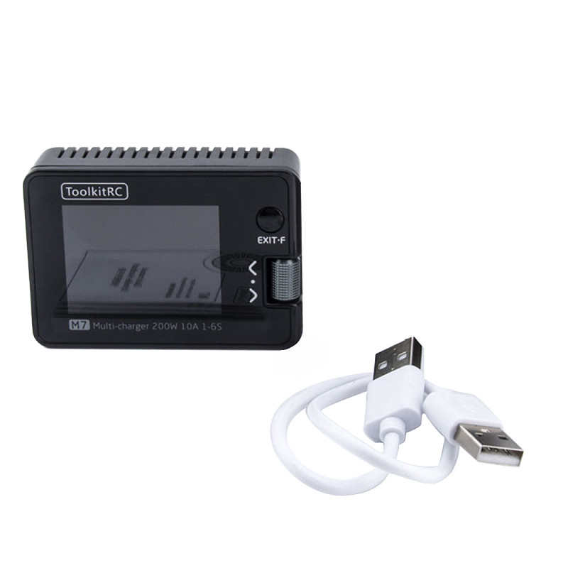 ToolkitRC M7 200W 10A DC Balance Charger Discharger for 1-6S Lipo Battery with With Voltage Servo Checker ESC Tester Receiver Signal Tester Quick Charger Function