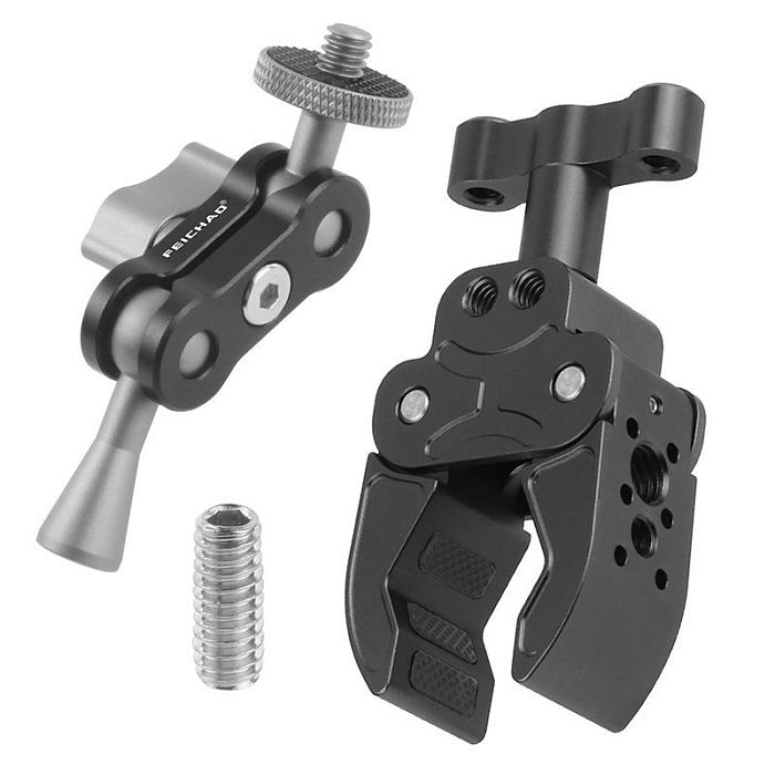 FEICHAO Tripod Magic Arm with Dual Ballhead Articulating 1/4'' Screw DSLR Camera Video Monitor Mount Adapter for Cage LED Light