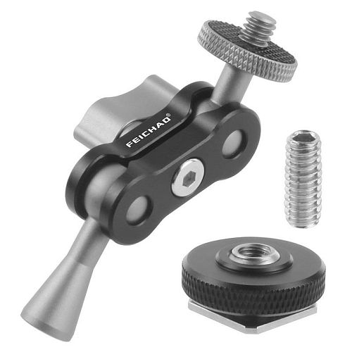 FEICHAO Tripod Magic Arm with Dual Ballhead Articulating 1/4'' Screw DSLR Camera Video Monitor Mount Adapter for Cage LED Light