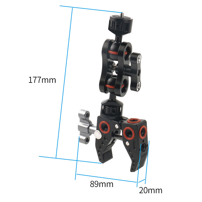 FEICHAO Super Clamp Crab Claw Dual Ball Head Mount Magic Arm 1/4 3/8 Adapter Articulating Friction for Camera Cage Rig Monitor Bracket