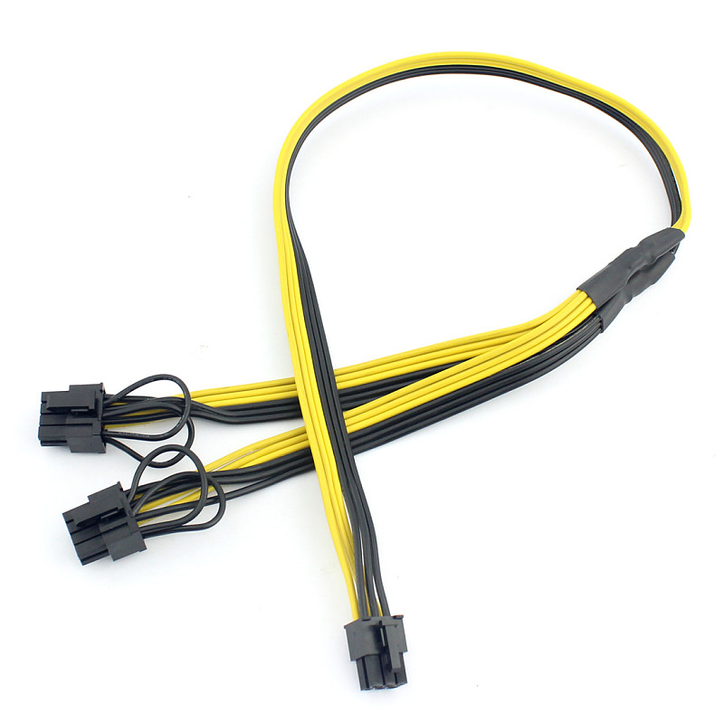 XT-XINTE 10x PCI-E PCIE 6Pin to Dual 8Pin 6+2Pin Adapter Cable Graphics GPU Video Power Cable Module Splitter Wire 16AWG for Miner Mining