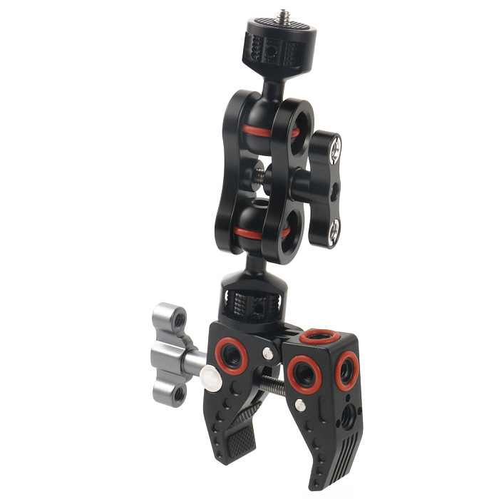FEICHAO Super Clamp Crab Claw Dual Ball Head Mount Magic Arm 1/4 3/8 Adapter Articulating Friction for Camera Cage Rig Monitor Bracket