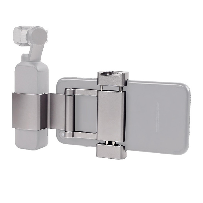 FEICHAO Folded Phone Clip with 1/4  Thread Cold Shoe Mount for DJI Osmo Pocket/Pocket 2 Handheld Gimbal Microphone Fill Light Bracket