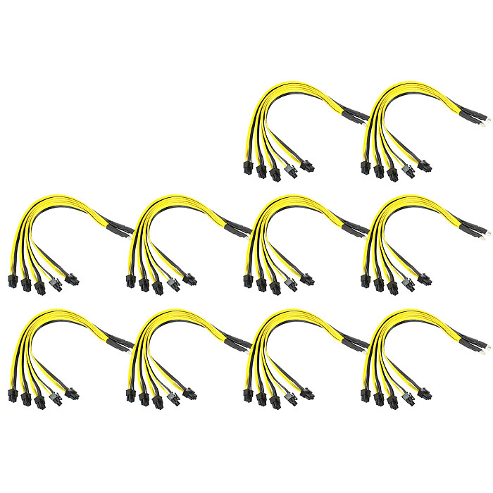 XT-XINTE 10x XT-XINTE 40cm BTC Miner Bitcoin Litecoin S7 S9 power supply to 5* PCI-E 6pin GPU Graphics Card Splitter Power Cable