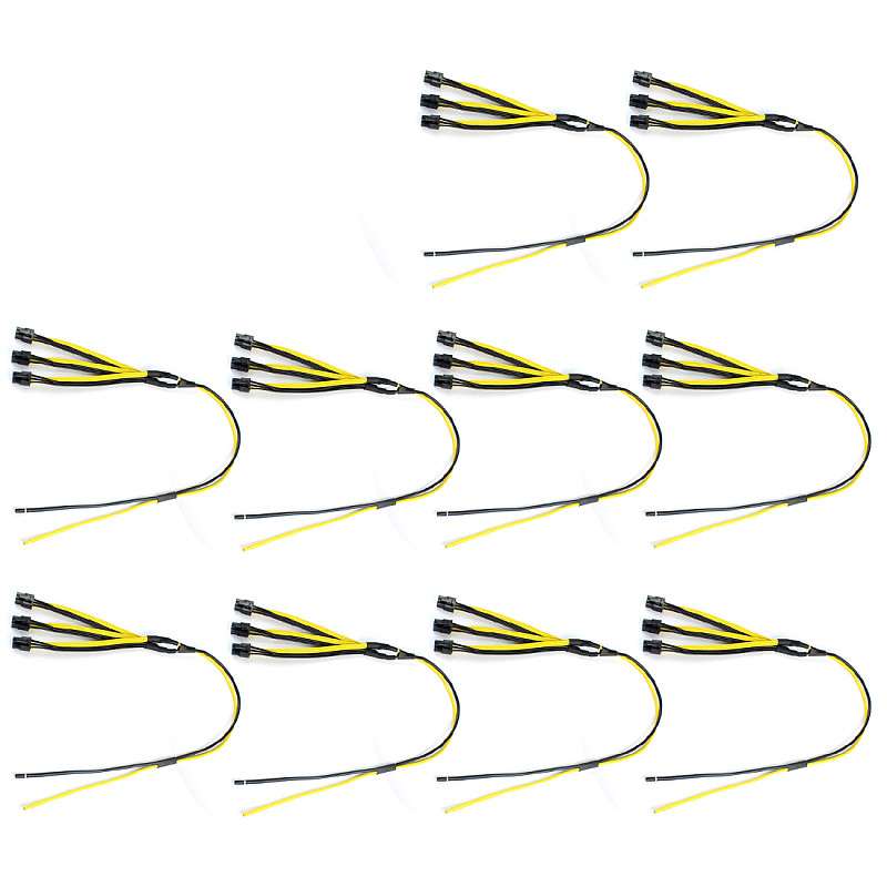 XT-XINTE 10Pcs S7/S9 to Triple 3X PCI-E PCIe PCI Express 6Pin Graphic Card Splitter Power Cable Cord for BTC miner Machine 12AWG+18AWG
