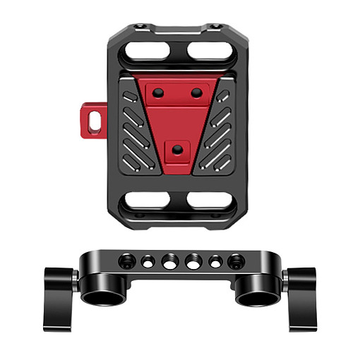 FEICHAO Clamp Double-Hole Pipe Connector Knob Quick Release Plate Assembly 1/4 3/8 Thread for 15mm Rail Rod Clamp Tripod Photo Studio Accessories