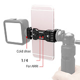 FEICHAO Cold Shoe Phone Clip with 1/4 3/8 Thread Arri Hole Phone Holder For Microphone Fill Light For 57-84mm Smartphone Vlogging Clamp