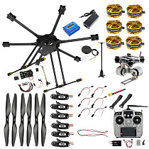 QWinOut T850 Six-axls UAV Aircraft FPV Aerial Drone Kit Unassembled 850mm PX4 Flight Controller AT10II Transmitter GPS 1555 Propeller Gimbal Mount