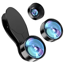 2 in 1 Phone Camera Lens kit 130 Degree Super Wide-angle Lens & 25X Macro Lens HD Camera Lens with Fixing Clip for Smartphones