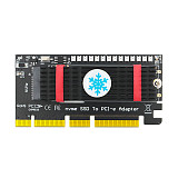 XT-XINTE M.2 nvme SSD to PCI-E 4X/8X/16X adapter with black aluminum heatsink and 3528 Colorful flash LED