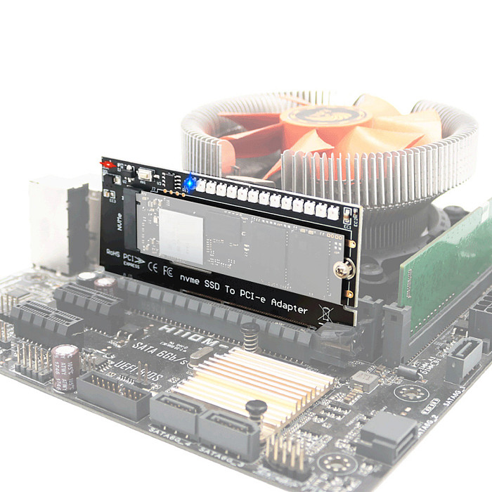 XT-XINTE M.2 nvme SSD to PCI-E 4X/8X/16X Adapter Screw Driver 3528 Colorful flash LED