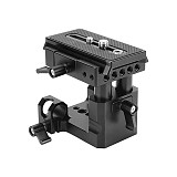 BGNing Quick Release Adapter Plate with Double 15mm Rod Holder Sliding Tripod For Manfrotto DSLR Camera Shoulder Rig Rail System