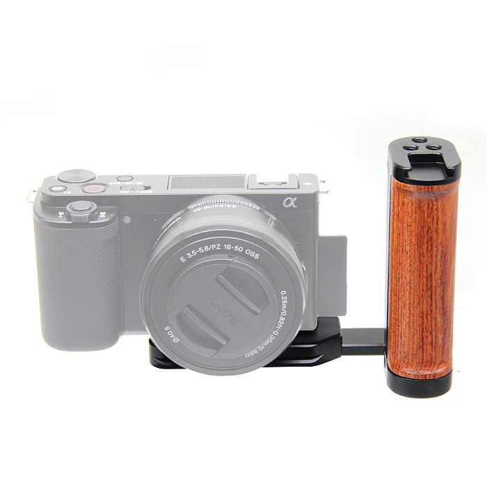 BGNing Universal SLR Left Handle Wooden Grip Vertical Shooting Quick Release Mount Plate for A7C A7R3/M3 ZV-E10 Cameras Cage Rig