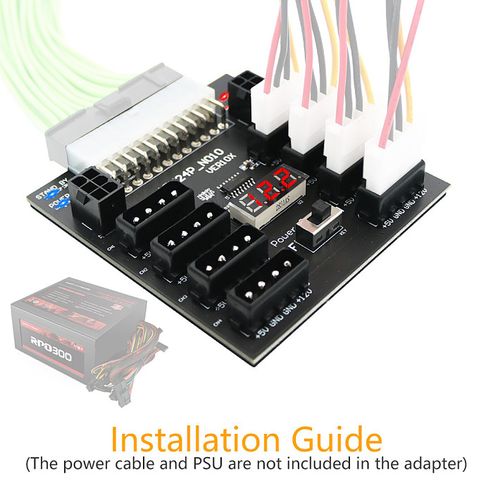 XT-XINTE Upgrade Version ATX Power Supply Breakout Board With 4 Pin and 6Pin power connector for CHIA Mining