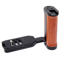 BGNing Universal SLR Left Handle Wooden Grip Vertical Shooting Quick Release Mount Plate for A7C A7R3/M3 ZV-E10 Cameras Cage Rig