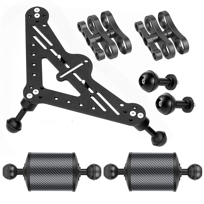 BGNing Triangular Gimbal Tray Rig Bracket Mount with 1/4inch Screw for Underwater Photography DSLR Camera Tripod Support Stand
