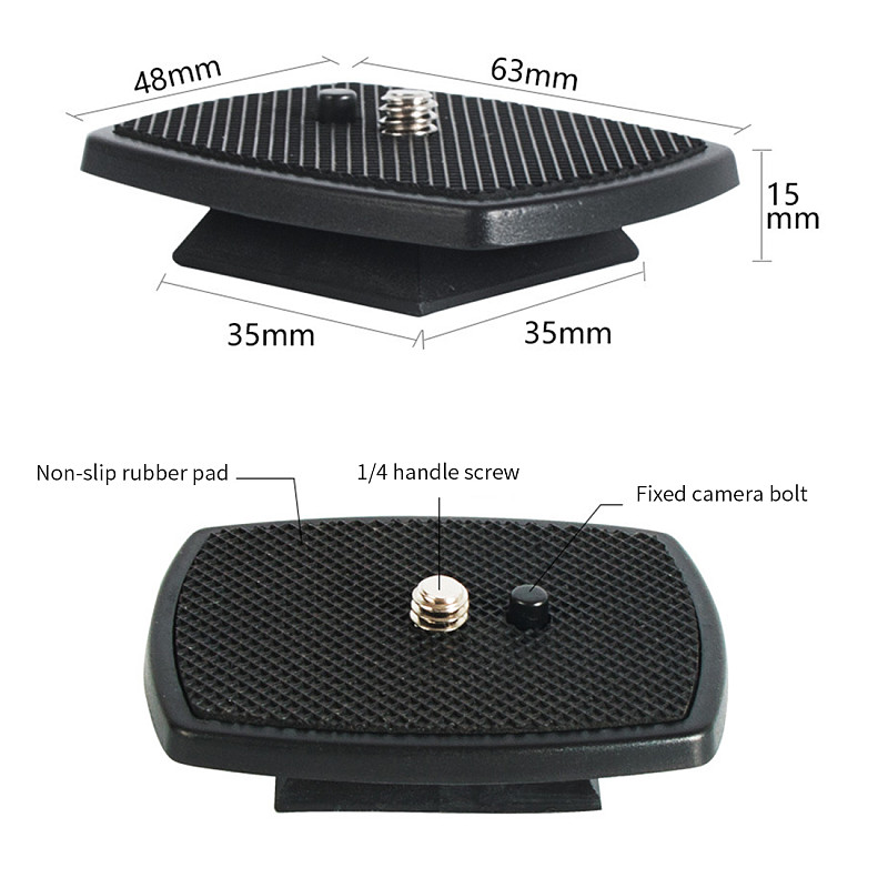 FEICHAO Mini Quick Release Plate Mount Board ABS Non-slip Pads 1/4 Screw for Yunteng VCT668 ST666 690 for Weifeng Tripod Ball Head