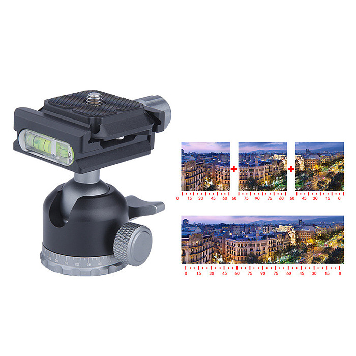 360 Degree Panoramic Camera Tripod Ark Type Ball Head Quick Release Ball Head Mount with 1/4 Screw Monitor Video Recorder Bracket