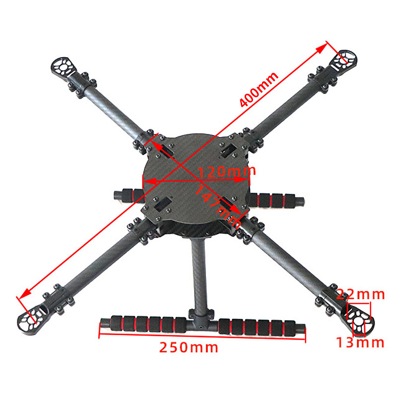 LJI X4 PRO Upgraded 400 / 450 / 500 / 550mm Wheelbase Carbon Fiber 4-Axle Frame Support 2212/2216 Motor for RC Quadcopter Drone