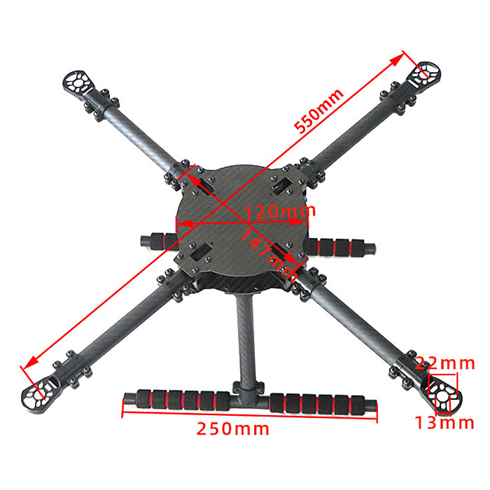 LJI X4 PRO Upgraded 400 / 450 / 500 / 550mm Wheelbase Carbon Fiber 4-Axle Frame Support 2212/2216 Motor for RC Quadcopter Drone