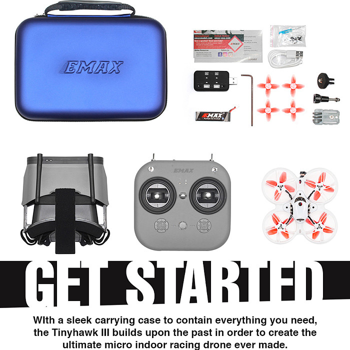Emax Tinyhawk III 3 RTF Kit FPV Racing Drone F4 15000KV RunCam Nano 4 25-100-200mW VTX 1S-2S FrSky D8 RC Airplane Quadcopter