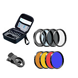 FCLUO 7in1 Universal Mobile Phone Camera Star Filters 37mm to 52mm Gradient CPL ND Marco Lens Filter with Clip Storage Bag