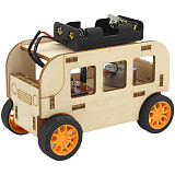 FEICHAO DIY Wooden Technology Voice Control Bus Building Block Elementary School Student Science Experiment