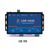 Upgraded USR-N520-H7-6 2 Port Serial Device Server Modbus RTU RS232 RS485 to Etehrnet TCP/IP Converter with RJ45 Port 10/100Mbps