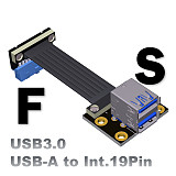 USB3.0 Dual USB-A Female to Built-in 19/20P Motherboard Extension Cable USB 3.0 Type-A 5G/bps Adapter Cable with Screw Holes
