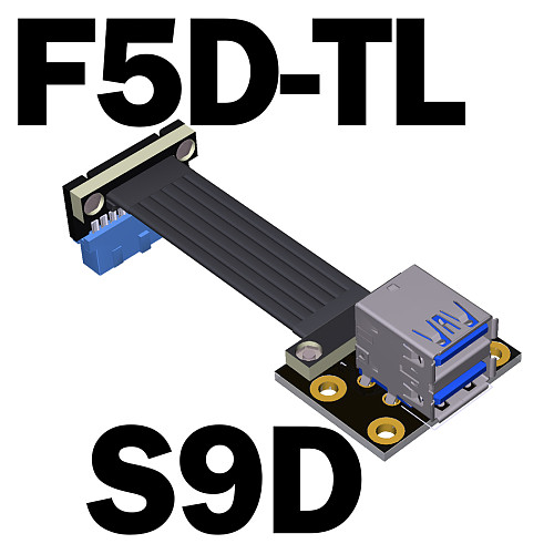 USB3.0 Dual USB-A Female to Built-in 19/20P Motherboard Extension Cable USB 3.0 Type-A 5G/bps Adapter Cable with Screw Holes