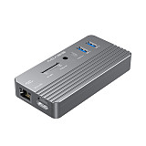 Acasis 10-in-1 Docking Station, USB Type C 3.1 to HDMI HUB, RJ45 Lan Compatible with SATA M.2 NVME Enclosure for Mac Pro 4K Splitter