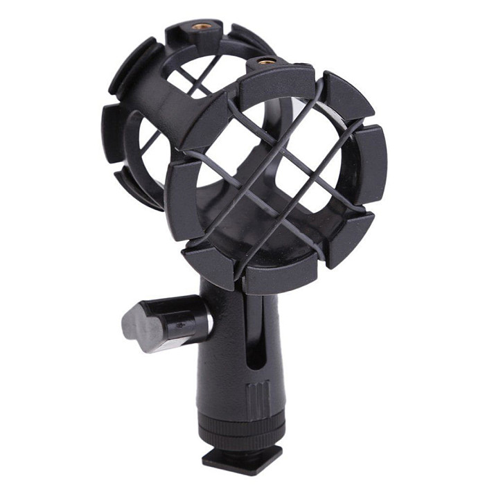 BGNING  5/8  Thread Shock Mount Clip Mic Holder Stand Microphone Shock Mount Condenser Microphone for Camera Shoes and Boompoles