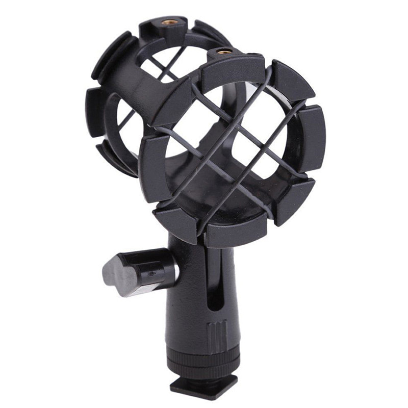 BGNING  5/8  Thread Shock Mount Clip Mic Holder Stand Microphone Shock Mount Condenser Microphone for Camera Shoes and Boompoles
