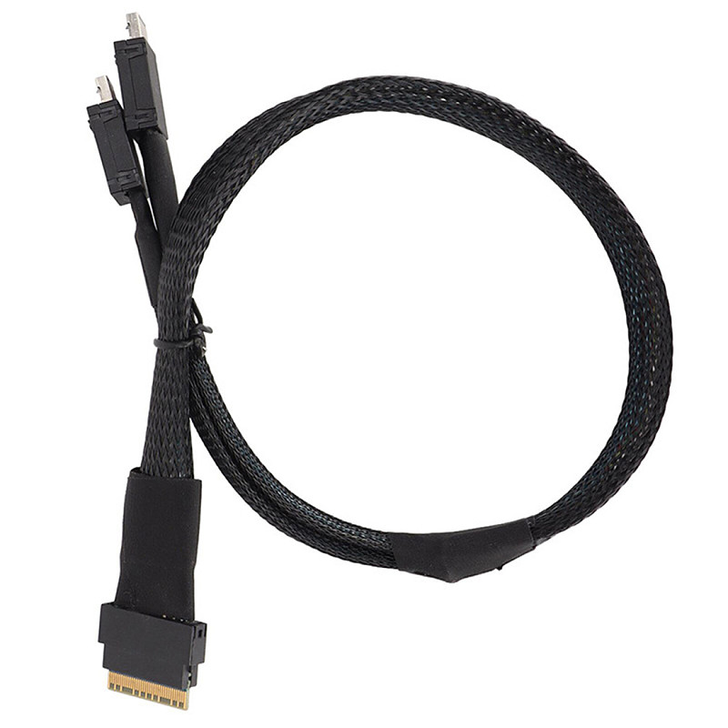 Slim sas SFF-8654 8i to Oculink SFF-8611 4i*2 Server High Speed Cable (0.5m)