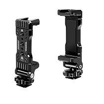 Aluminum Alloy Vlog Shooting Phone Mount Holder DSLR Camera Microphone Tripod Mount Clamp with Cold Shoe Mount for Smartphone