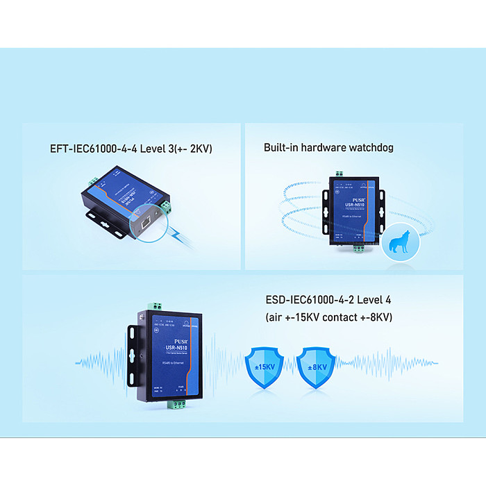 USR-N510 H7-4 Version 1 Port RS485 Serial Device Server RS485 to Ethernet Converter Modbus RTU to Modbus TCP Support Virtual COM