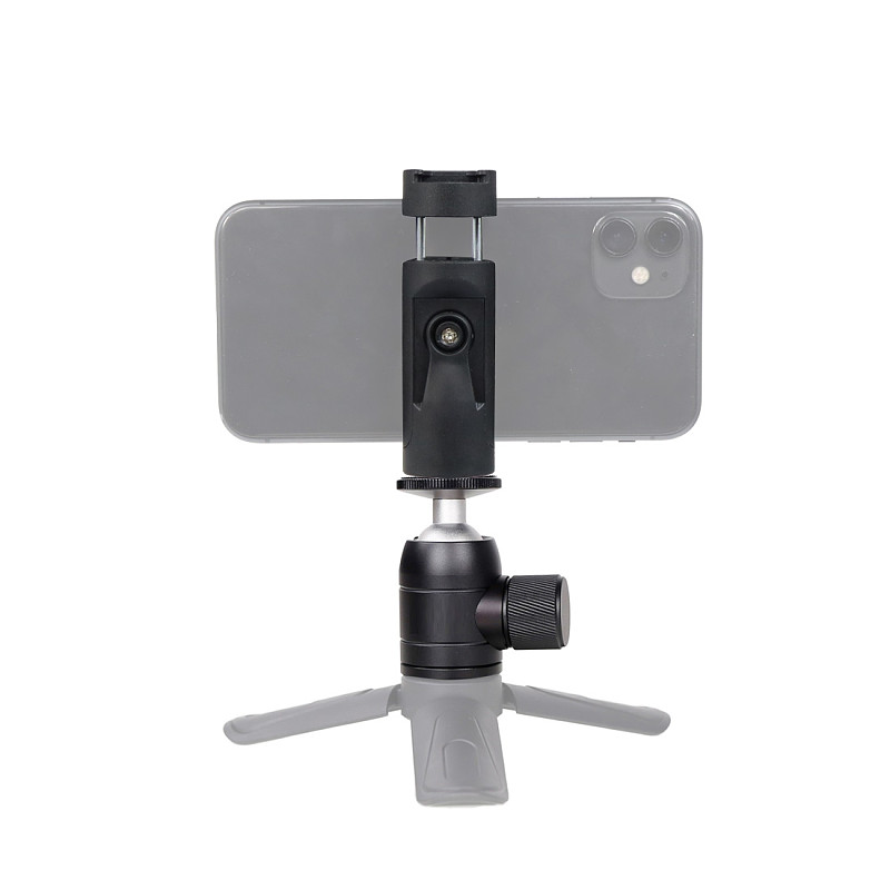 FEICHAO Universal Adjustable Tripod Mount Cell Phone Clip 1/4 Vertical Bracket Clip Clamp Holder 360°Rotation Cold Shoe Adapter