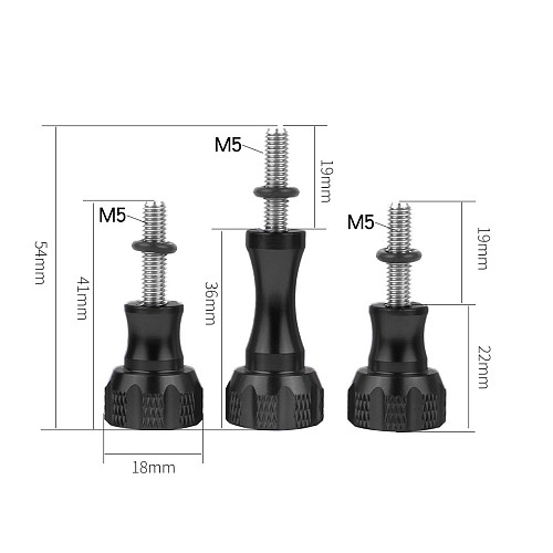 Aluminum Alloy Bolt Nut Thumb M5 Screws Mount 1x Long 2x Short CNC for GoPro Hero 9 8 7 5 Max for DJI Osmo Action Sjcam Camera