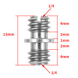 Stainless Steel Camera Screw Adapter Convert Dual Head Converter  1/4 -20 to 1/4 or 3/8  for Tripod Camera Cage Rig Screw Pack