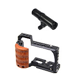 ZVE10 - Camera Cage with Wooden Handle, with Focusing Rail, Top Handle for Sony ZV-E10 Film Making System, Vlog Stabilizer Extension Kit