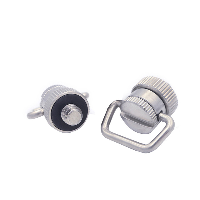 Universal Stainless Steel 1/4-20 Shoulder Strap Screw Knurled Nut Quick Release Adapter 360degree Rotating Ring for DSLR Cameras
