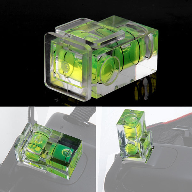 Dual Double Bubble Spirit Fluid Two-dimensional Level Gradienter SLR Camera Hot Shoe Protective Cover for DSLR Tripod