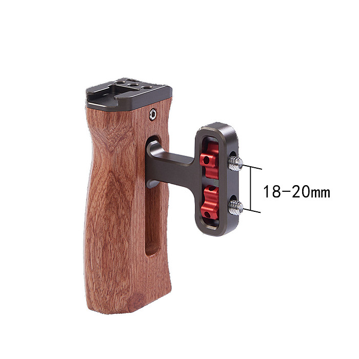 BGNing Universal Wooden Side Handle Grip with 1/4 Screw Cold Shoe Mount SLR DSLR Camera Cage Rig Rail Photography Accessories