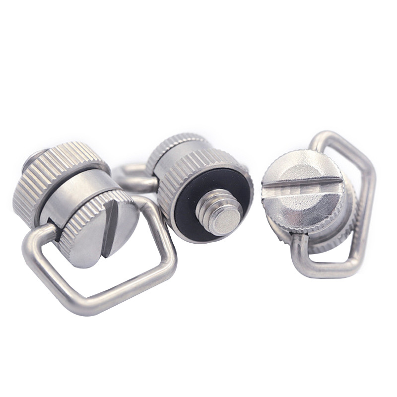 Universal Stainless Steel 1/4-20 Shoulder Strap Screw Knurled Nut Quick Release Adapter 360degree Rotating Ring for DSLR Cameras
