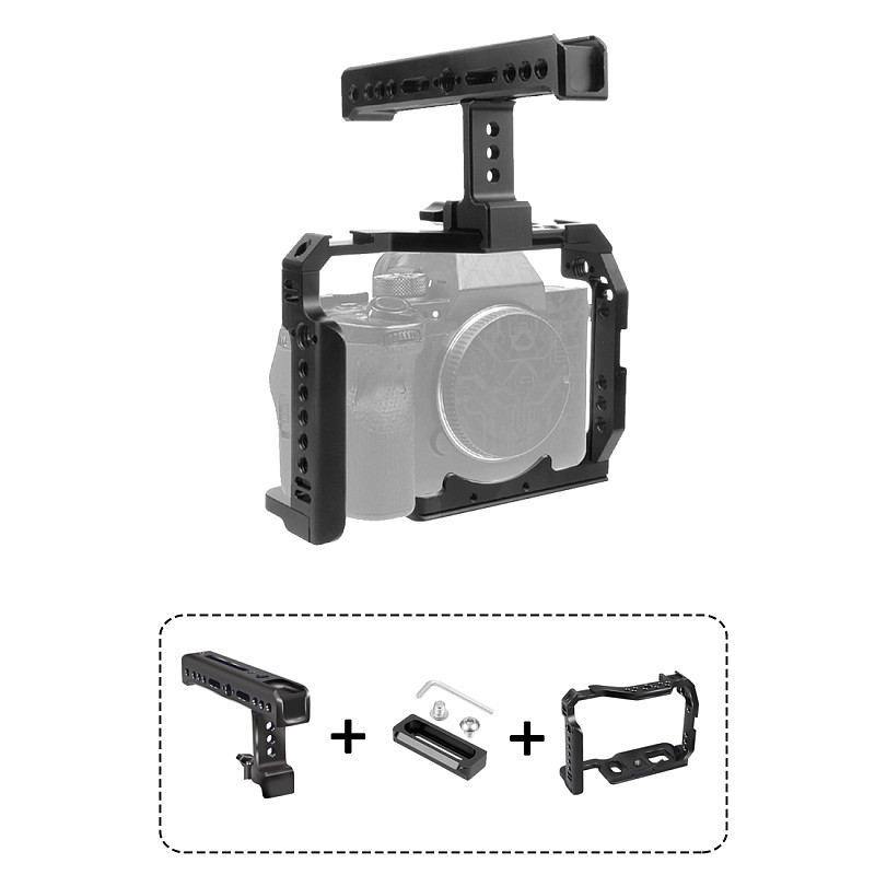 A7M4 A7R4 Camera Full Cage Rig Handle Grip Arca-style Cold Shoe Mount ARRI Locating for Sony Alpha 7S III IV A7M3 A73 A7R3 A7S3