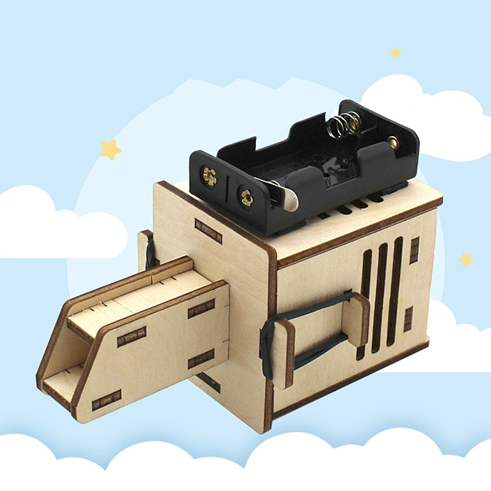 DIY Wooden Vacuum Cleaner Rectangular Shape Ecational Science Steam Toys Assembly Building Sets Toys for Children Physics