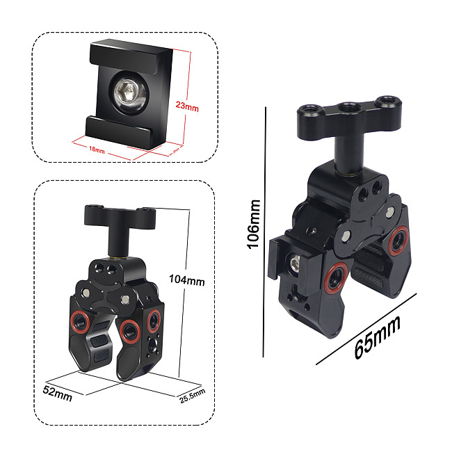 For GoPro13 Super Clamp Crab Pliers Clip 1/4 3/8 ARRI Cold Shoe Magic Arm Light SLR Camera Tripod Umbrella Cross Bars Monitor Bracket Holder