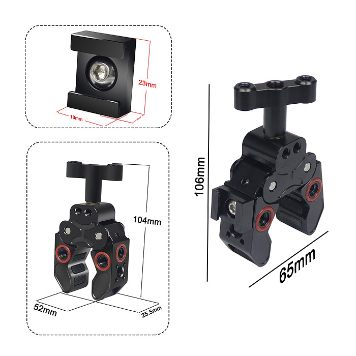 For GoPro13 Super Clamp Crab Pliers Clip 1/4 3/8 ARRI Cold Shoe Magic Arm Light SLR Camera Tripod Umbrella Cross Bars Monitor Bracket Holder