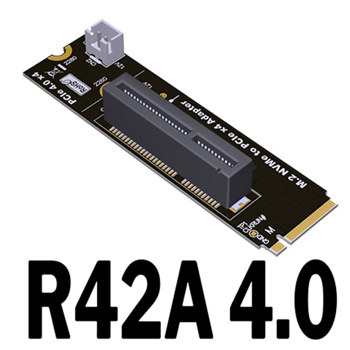 JMT NVMe M2 Key-M to PCI-e 4.0 4X 1X Slot Riser Card with 4 Pin MOLEX Power Cable M.2 2260 2280 SSD Port to PCIE Adapter Converter Multiplier for BTC Miner Mining (R42A)