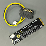 JMT NVMe M2 Key-M to PCI-e 4.0 4X 1X Slot Riser Card with 4 Pin MOLEX Power Cable M.2 2260 2280 SSD Port to PCIE Adapter Converter Multiplier for BTC Miner Mining (R42A)